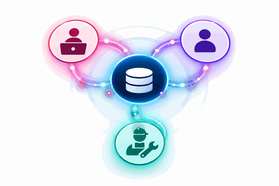 Centralized business system connecting administrators, customers, and technicians